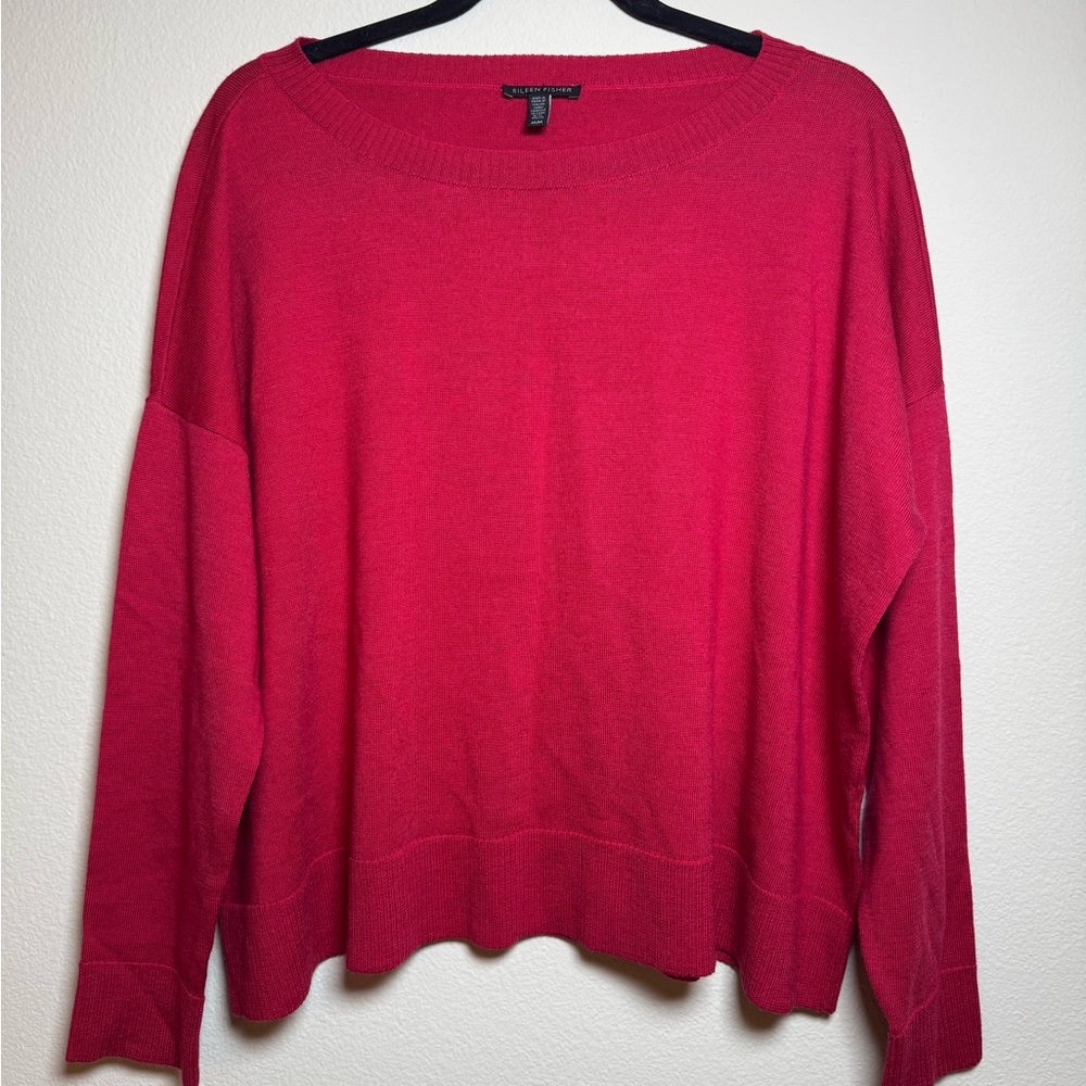 Eileen Fisher Vibrant Red Crew Neck Sweater